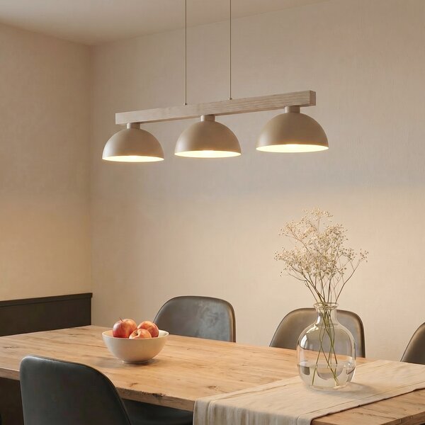TK Lighting Κρεμαστό φωτιστικό Oslo, χρώμα άμμου, 3 λάμπες, μήκος 118 cm, E27, ρυθμιζόμενος, Μπεζ, Σαλόνι / τραπεζαρία, Μέταλλο, σύγχρονο