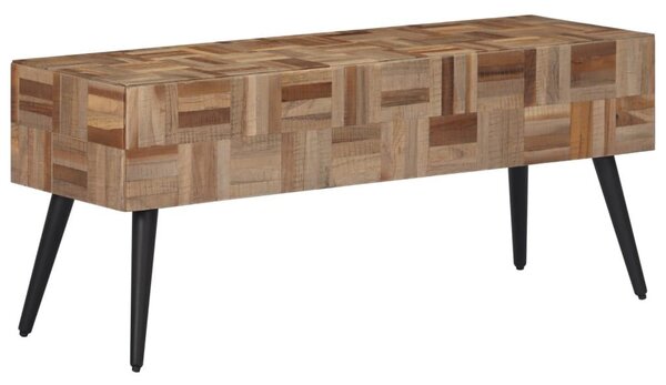 Πάγκος 110 x 35 x 45 εκ. από Μασίφ Ανακυκλωμένο Teak - Γκρι