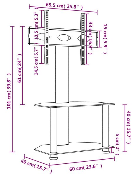 Βάση Τηλεόρασης Γωνιακή 2 Επιπέδων για 32-70 Ιντσών Μαύρη/Ασημί - Μαύρο
