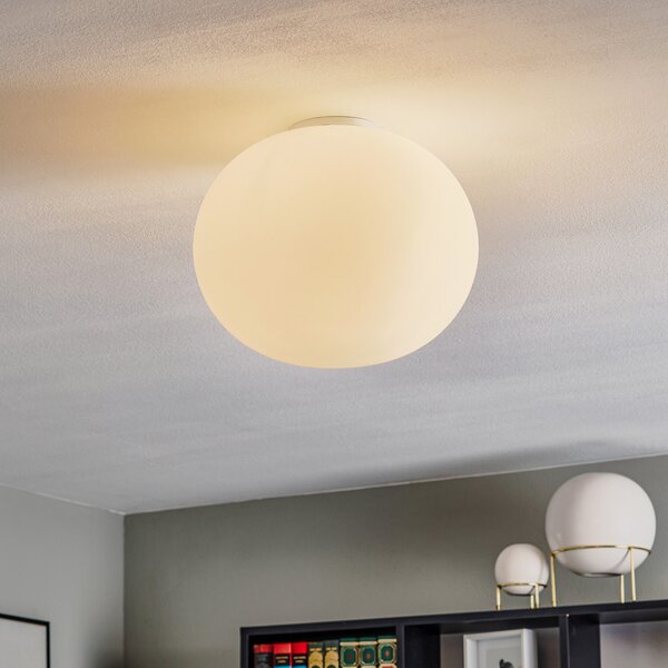 FLOS Glo-Ball - σφαιρικό φωτιστικό οροφής 33 cm, ρυθμιζόμενος, Λευκό, Σαλόνι / τραπεζαρία, Γυαλί, σχεδιασμός, Σφαίρα