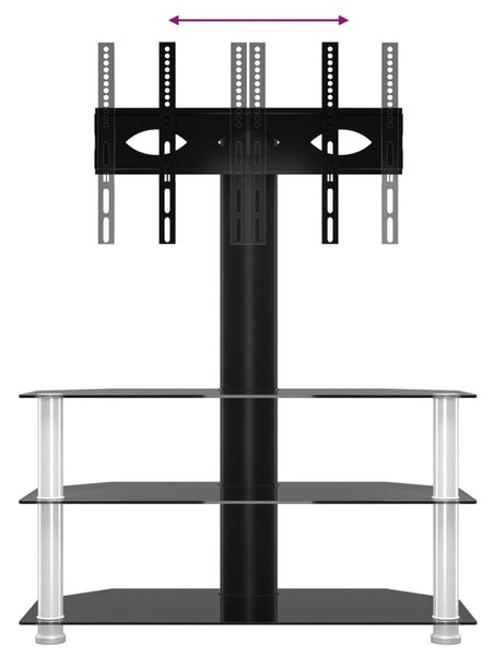 Βάση Τηλεόρασης Γωνιακή 3 Επιπέδων για 32-70 Ιντσών Μαύρη/Ασημί - Μαύρο