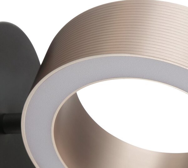 Brilliant Φωτιστικό τοίχου LED Axion, μαύρο/καφέ, ύψος 20 εκ., ρυθμιζόμενη ένταση, ρυθμιζόμενος, Καφέ / Σκουριάς, Σαλόνι / τραπεζαρία, Πλαστικό, σύγχρονο