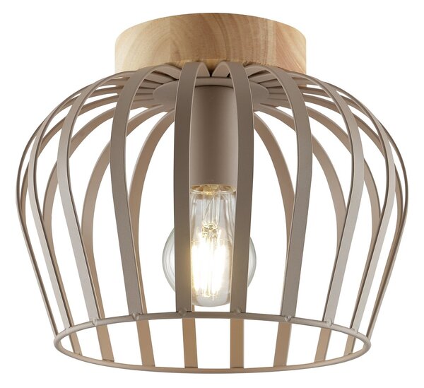 Brilliant Φωτιστικό οροφής NORDIC CAGE, γκρι-καφέ, ξύλο, Ø 25 cm, E27, ρυθμιζόμενος, Καφέ / Σκουριάς, Σαλόνι / τραπεζαρία, Ξύλο, σύγχρονο