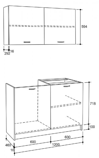 ΣΥΝΘΕΣΗ ΚΟΥΖΙΝΑΣ BLAINE ΜΕΛΑΜΙΝΗ SONAMA-ΛΕΥΚΟ HM2439 120x46-29,2εκ