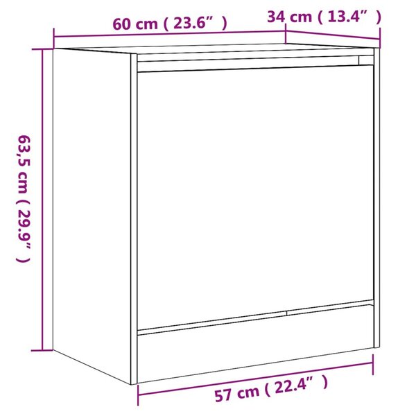 Παπουτσοθήκη Καπνιστή Δρυς 60x34x63,5εκ. από Επεξεργασμένο Ξύλο - Καφέ