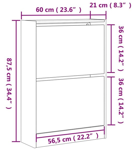 Παπουτσοθήκη Sonoma Δρυς 60x21x87,5 εκ. από Επεξεργασμένο Ξύλο - Καφέ