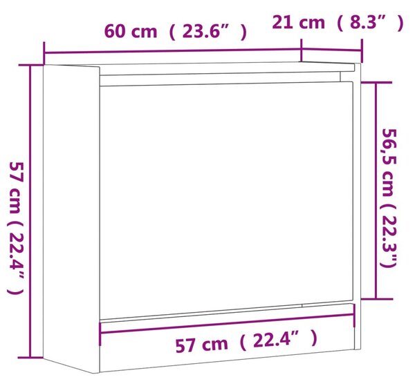 Παπουτσοθήκη Καπνιστή Δρυς 60x21x57 εκ. από Επεξεργασμένο Ξύλο - Καφέ