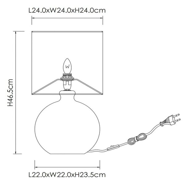 Επιτραπέζιο φωτιστικό Esterad, ώχρα, Ø 24 cm, ύψος 47 cm, γυαλί