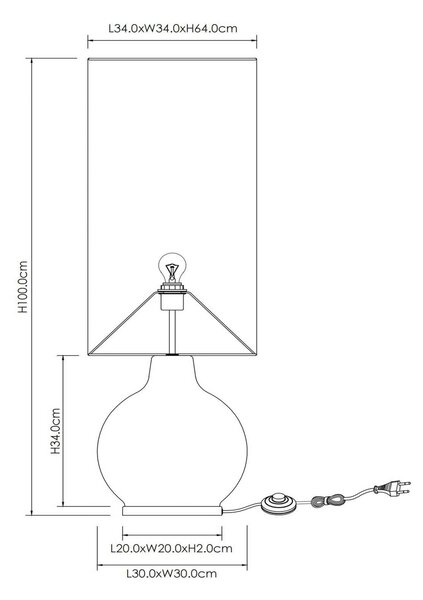 Φωτιστικό δαπέδου Esterad, ώχρα, Ø 34 cm, ύψος 100 cm, γυαλί