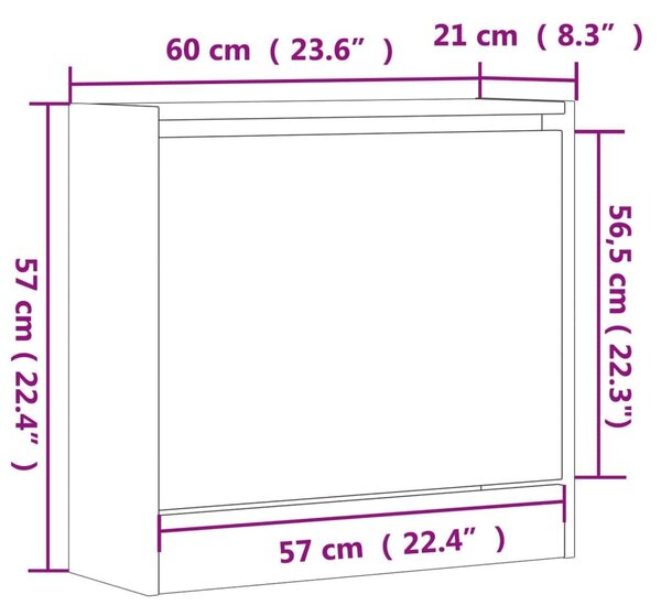 Παπουτσοθήκη Γκρι Σκυροδέματος 60x21x57 εκ. Επεξεργασμένο Ξύλο - Γκρι