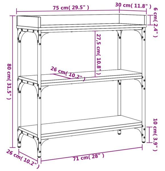 Τραπέζι Κονσόλα με Ράφια Γκρι Sonoma 75 x 30 x 80 εκ. - Γκρι