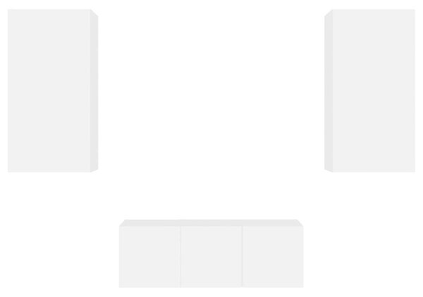 Έπιπλα Τοίχου Τηλεόρασης 4 τεμ LED Λευκά από Επεξεργασμένο Ξύλο - Λευκό