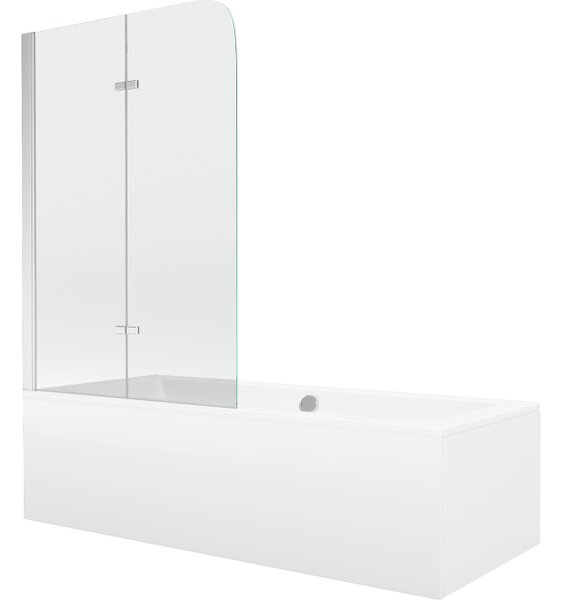 Mexen Cube ορθογώνια μπανιέρα 180 x 80 cm με περίβλημα και δίπτυχο παραβάν 100 cm