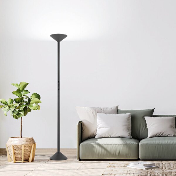 Fabas Luce Λάμπα δαπέδου LED Tratto, ανθρακί, μέταλλο, CCT, ρυθμιζόμενη ένταση φωτισμού, ρυθμιζόμενος, Μαύρο, Σαλόνι / τραπεζαρία, Μέταλλο, σύγχρονο