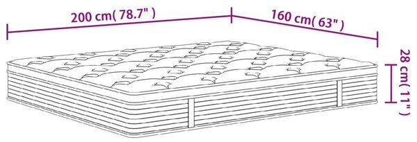 Στρώμα με Pocket Springs Μεσαία Plus Σκληρότητα 160 x 200 εκ. - Λευκό