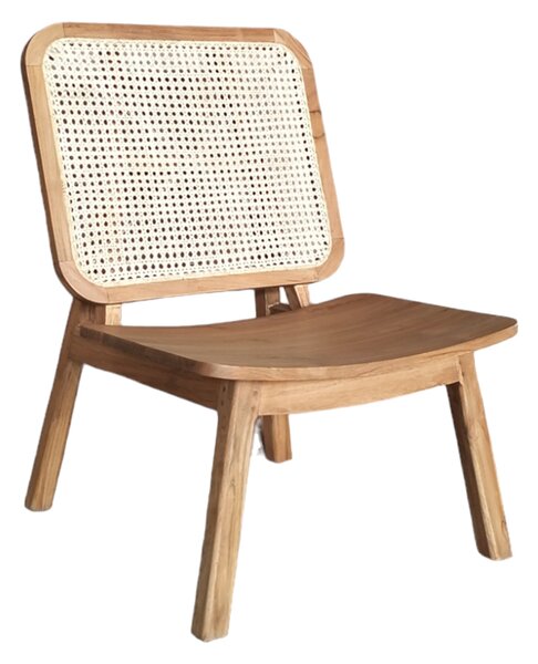 Καρέκλα Viborg pakoworld φυσικό teak ξύλο-φυσικό rattan 60x75x87εκ