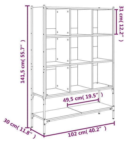 Βιβλιοθήκη Καπνιστή Δρυς 102x30x141,5εκ. από Επεξεργασμένο Ξύλο - Καφέ