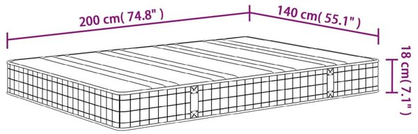 Στρώμα με Bonnell Springs Μεσαία Σκληρότητα 140 x 200 εκ. - Λευκό