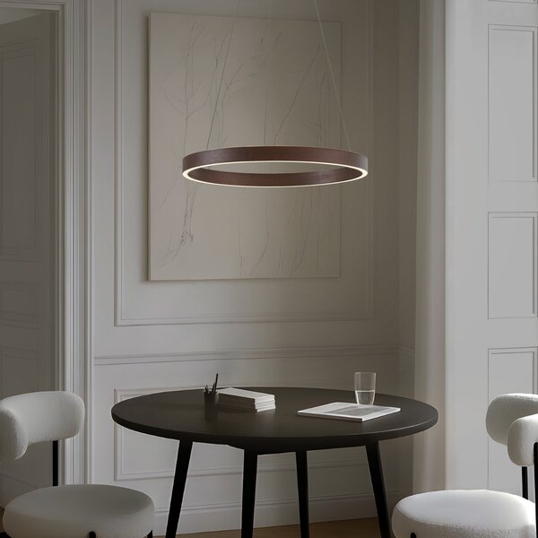 Lucande LED κρεμαστό φωτιστικό Yonam, Ø 60 cm, 1 φως, καφέ, CCT, ρυθμιζόμενος, Καφέ / Σκουριάς, Σαλόνι / τραπεζαρία, Μέταλλο, σύγχρονο