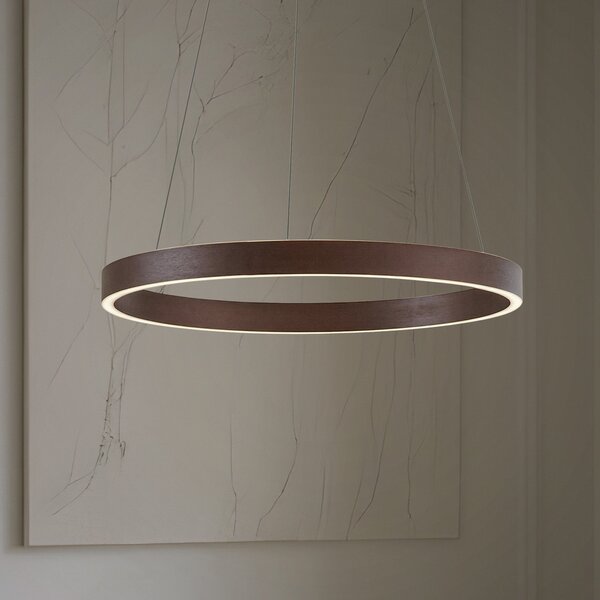 Lucande LED κρεμαστό φωτιστικό Yonam, Ø 60 cm, 1 φως, καφέ, CCT, ρυθμιζόμενος, Καφέ / Σκουριάς, Σαλόνι / τραπεζαρία, Μέταλλο, σύγχρονο
