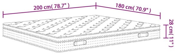 Στρώμα με Pocket Springs Μεσαία Σκληρότητα 180 x 200 εκ. - Λευκό