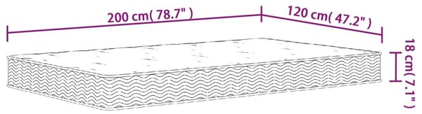 Στρώμα με Bonnell Springs Μεσαία Σκληρότητα 120 x 200 εκ. - Λευκό