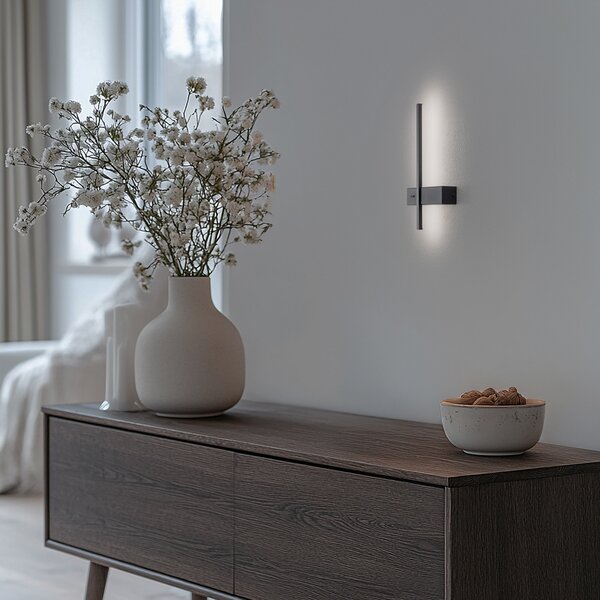 Milagro Lighting LED φωτιστικό τοίχου Vision, ύψος 30 cm, μέταλλο, μαύρο, 3.000 K, Μαύρο, Σαλόνι / τραπεζαρία, Μέταλλο, σύγχρονο, Γωνιακός τοίχος