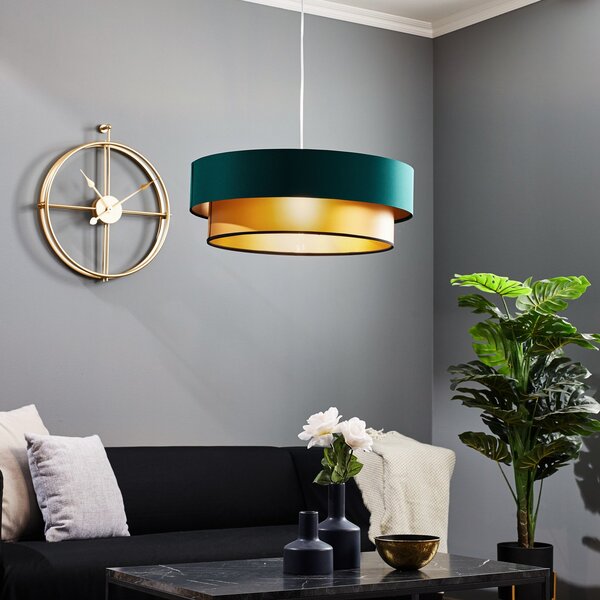 Maco Design Φωτιστικό κρεμαστό Dorina, πράσινο/χρυσό Ø 60cm, ρυθμιζόμενος, Πράσινο, Σαλόνι / τραπεζαρία, Πλαστικό, σύγχρονο