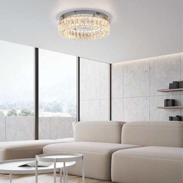 JUST LIGHT. GmbH Φωτιστικό οροφής Kulunka LED, σίδερο, κρυστάλλινο γυαλί, ρυθμιζόμενος, Διαφανές, Σαλόνι / τραπεζαρία, Μέταλλο