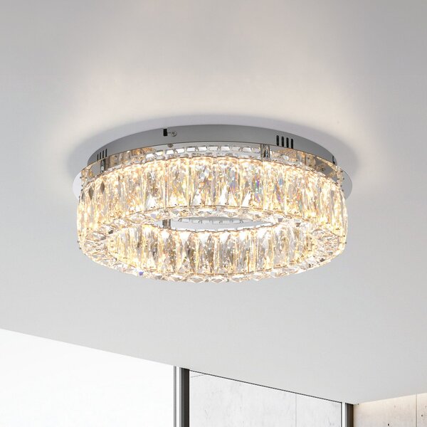 JUST LIGHT. GmbH Φωτιστικό οροφής Kulunka LED, σίδερο, κρυστάλλινο γυαλί, ρυθμιζόμενος, Διαφανές, Σαλόνι / τραπεζαρία, Μέταλλο