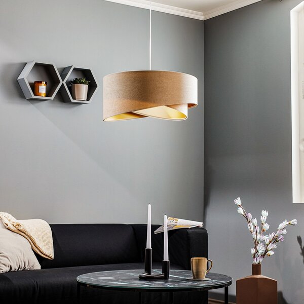 Maco Design Κρεμαστό φωτιστικό Vivien, δίχρωμο, κρεμ/χρυσό, ρυθμιζόμενος, Μπεζ, Σαλόνι / τραπεζαρία, Ύφασμα / Κλωστοϋφαντουργία, σύγχρονο