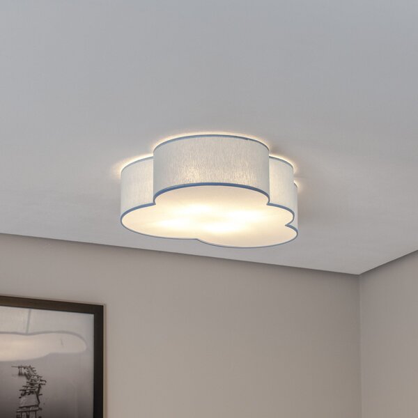 TK Lighting Φωτιστικό οροφής Cloud, μπλε, μήκος 63 cm, ύφασμα, σύννεφο, E27, ρυθμιζόμενος, Μπλε, Παιδικό δωμάτιο, Ύφασμα / Κλωστοϋφαντουργία, Νεανική διαβίωση