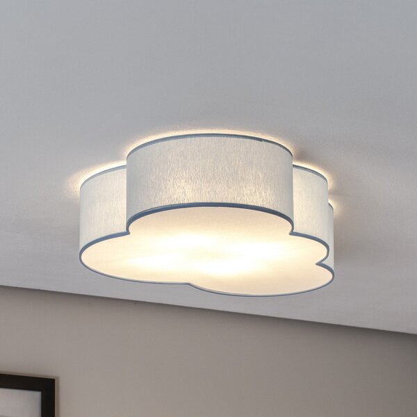 TK Lighting Φωτιστικό οροφής Cloud, μπλε, μήκος 63 cm, ύφασμα, σύννεφο, E27, ρυθμιζόμενος, Μπλε, Παιδικό δωμάτιο, Ύφασμα / Κλωστοϋφαντουργία, Νεανική διαβίωση