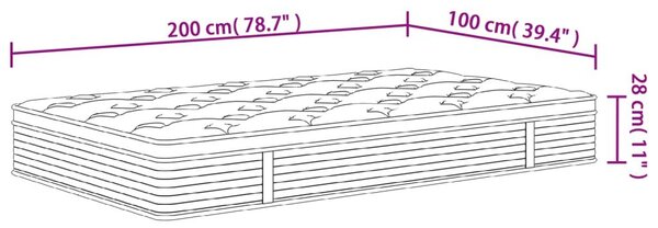 Στρώμα με Pocket Springs Μεσαία Σκληρότητα 100x200 εκ. - Γκρι