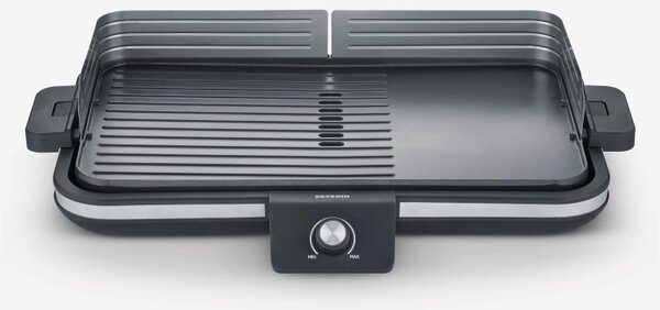 Ηλεκτρική σχάρα Severin PG 8564, Δύο πλευρές, 2300W, 230 C, Θερμοστάτης, Δίσκος λίπους, Μαύρο/Inox