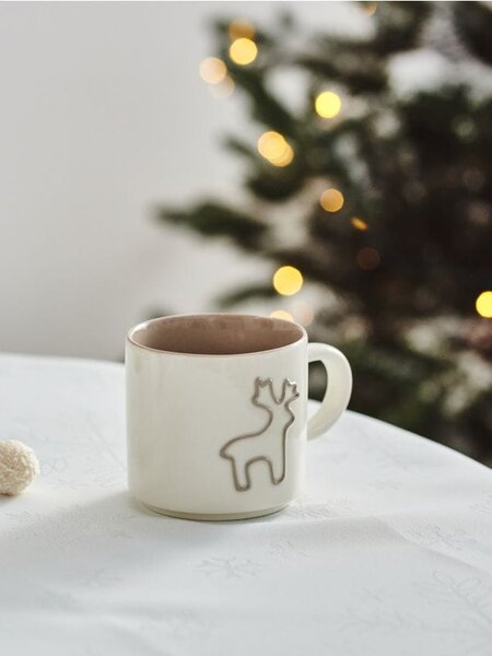 Sinsay - Κούπα με σχέδιο ταράνδου - λευκο