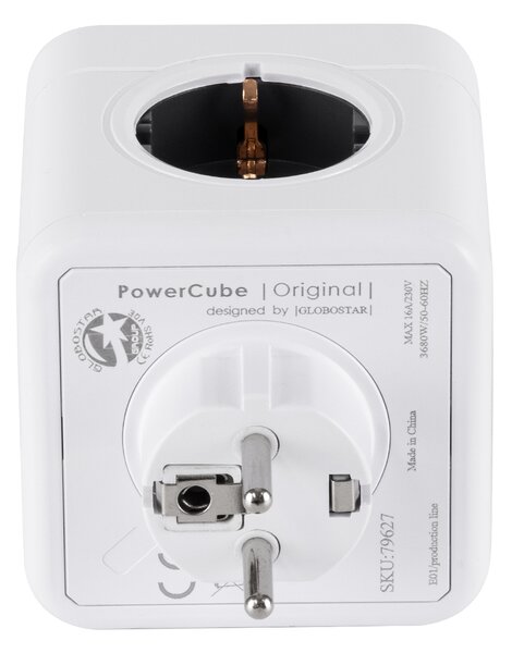 TRAVEL PowerCube PRO Certified 79627 Πολύπριζο 5 Θέσεων με 5 Πρίζες Ασφαλείας Childproof EU Schuko AC 220-240V Μ7.5 x Π11.5 x Υ7.5 - Λευκό με Γκρι - Max Load 3680W/16A