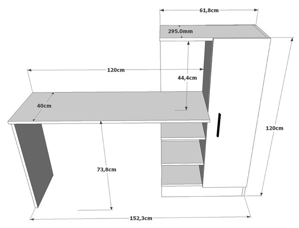 Γραφείο ArteLibre CAMDEN Πεύκο/Λευκό Μοριοσανίδα 152.3x40x120cm