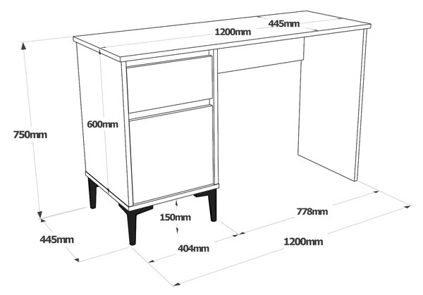 Γραφείο ArteLibre CATFORD Δρυς Μοριοσανίδα/Πλαστικό 120x44.5x75cm