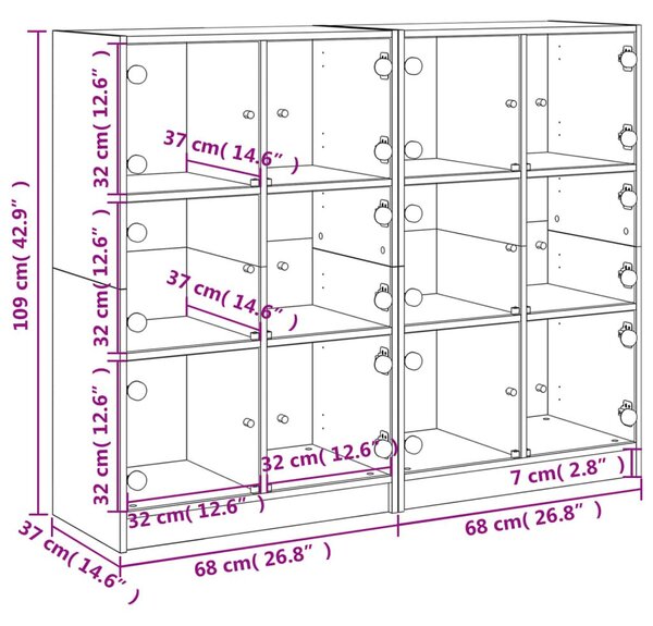 Βιβλιοθήκη με Πόρτες Sonoma Δρυς 136x37x109 εκ. Επεξ. Ξύλο - Καφέ