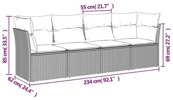 Σετ Καναπέ Κήπου 4 τεμ. Μπεζ Συνθετικό Ρατάν με Μαξιλάρια - Μπεζ