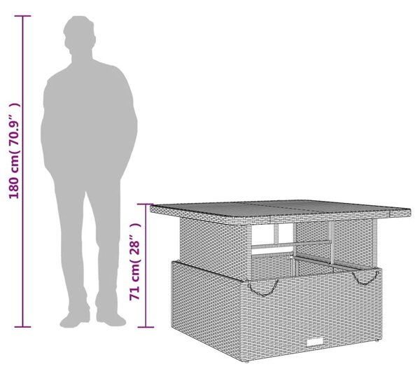 Τραπέζι Κήπου Μπεζ 110x110x71 εκ. Συνθετικό Ρατάν/Ξύλο Ακακίας - Μπεζ