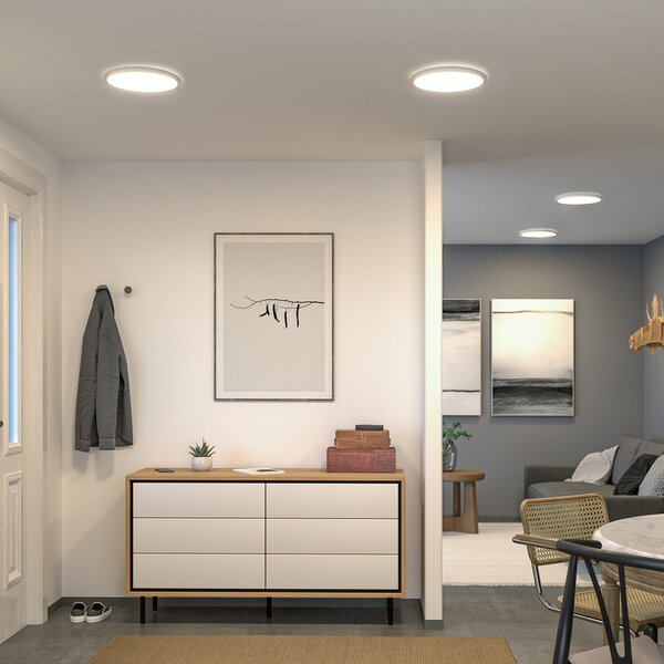 Paulmann LED Panel Atria Shine Ø29cm λευκό IP44 3000K on/off, Λευκό, Μελέτη / Γραφείο, Πλαστικό, σύγχρονο