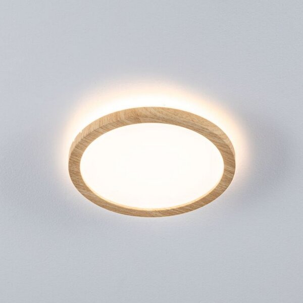 Paulmann LED Panel Atria Shine Ø19cm ξύλο IP44 3000K on/off, Ξύλου, Μελέτη / Γραφείο, Πλαστικό, σύγχρονο
