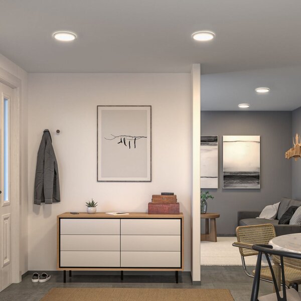 Paulmann LED Panel Atria Shine, Ø19cm λευκό IP44 3000K on/off, Λευκό, Μελέτη / Γραφείο, Πλαστικό, σύγχρονο