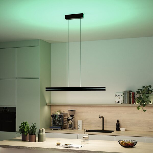 Paulmann Κρεμαστό φωτιστικό LED Raiko, μαύρο, 100 cm, RGBW, με ρυθμιστή έντασης, ρυθμιζόμενος, Μαύρο, Μελέτη / Γραφείο, Μέταλλο, σύγχρονο