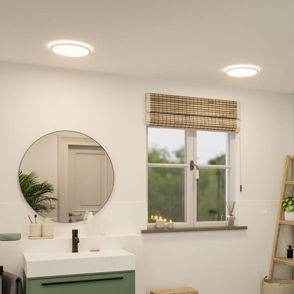 Paulmann LED Panel Atria Shine, Ø29cm λευκό IP44 4000K on/off, Λευκό, Μελέτη / Γραφείο, Πλαστικό, σύγχρονο