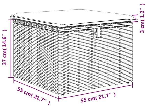 Υποπόδιο Κήπου Μπεζ 55x55x37 εκ. Συνθετικό Ρατάν με Μαξιλάρι - Μπεζ