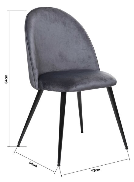 Καρέκλα Τραπεζαρίας (52x54x84) A-S Slano Velvet Grey 184908D