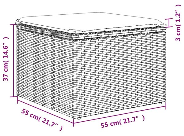 Υποπόδιο Κήπου Μπεζ 55x55x37 εκ. Συνθετικό Ρατάν με Μαξιλάρι - Μπεζ